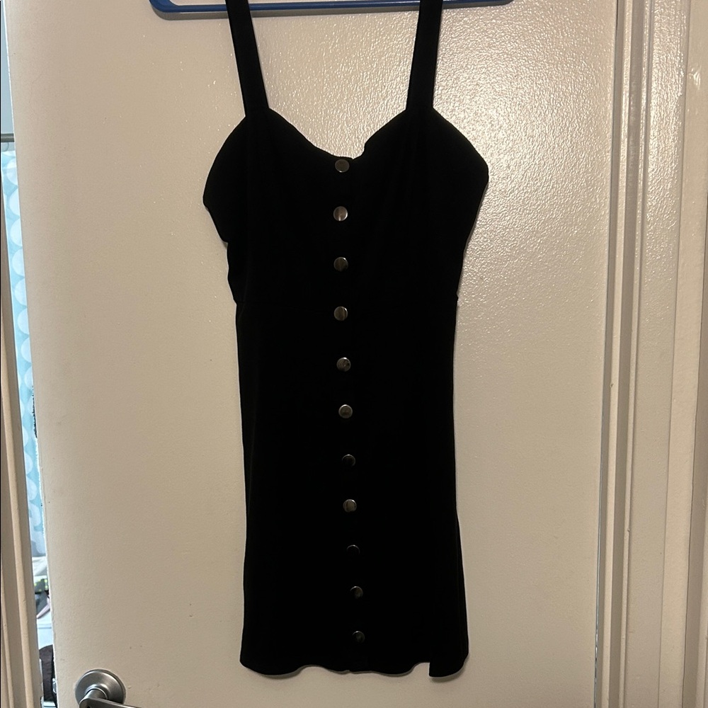 Forever 21 Black Strapless Dress with Silver Buttons